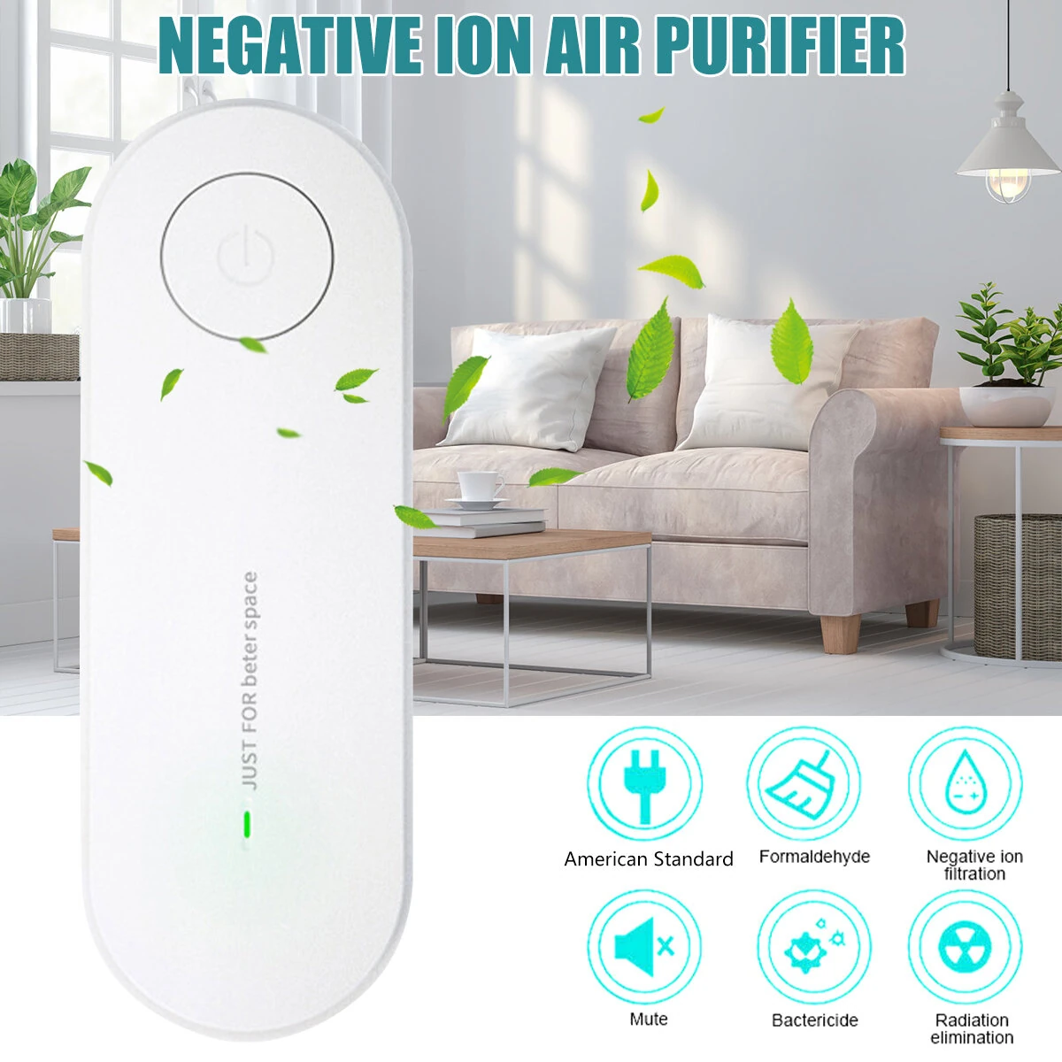 2Pcs Anion Air Purifier Negative Ion Generator 5 Million Ion Output Energy Efficient Design Various Colors  EU Plug Suitable for Bedrooms Living Rooms and Offices — view 2