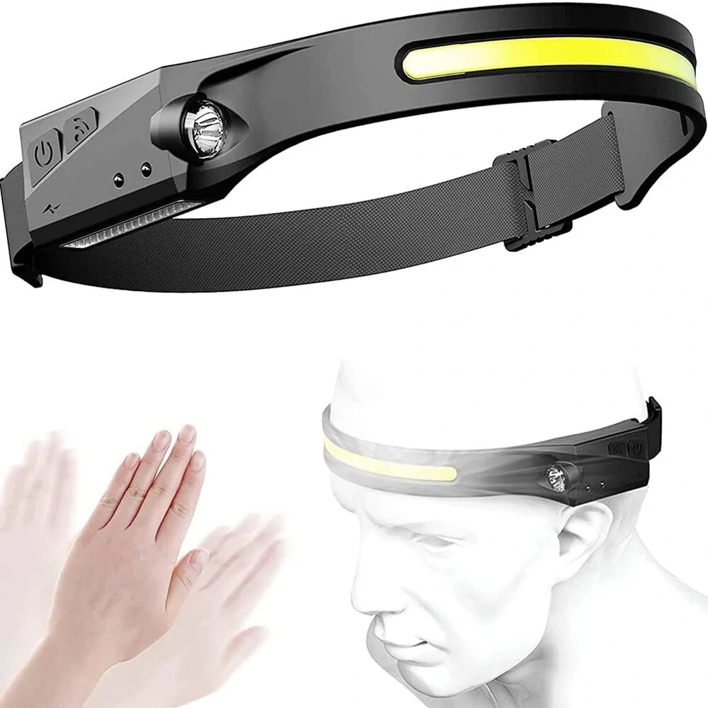 2PCS Bikight LX200 Wave Sensor 1200mAh 270° Wide Range 350LM 5 Lighting Modes LED Headlamp USB Rechargeable Head Torch COB Outdoor Cycling Adventure Fishing Flashlight Bike Headlamp — Bikight