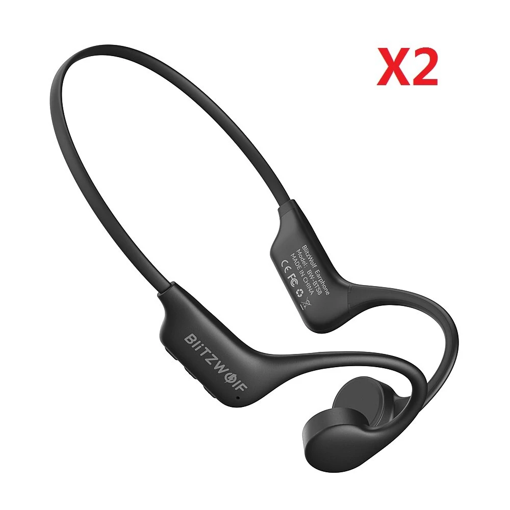 2PCS BlitzWolf® BW-BTS8 bluetooth Earbuds Bone Conduction Earphone Built-in 32GB Memory IPX8 Waterproof Low Latency Game Sport Headphones with Mic — BlitzWolf