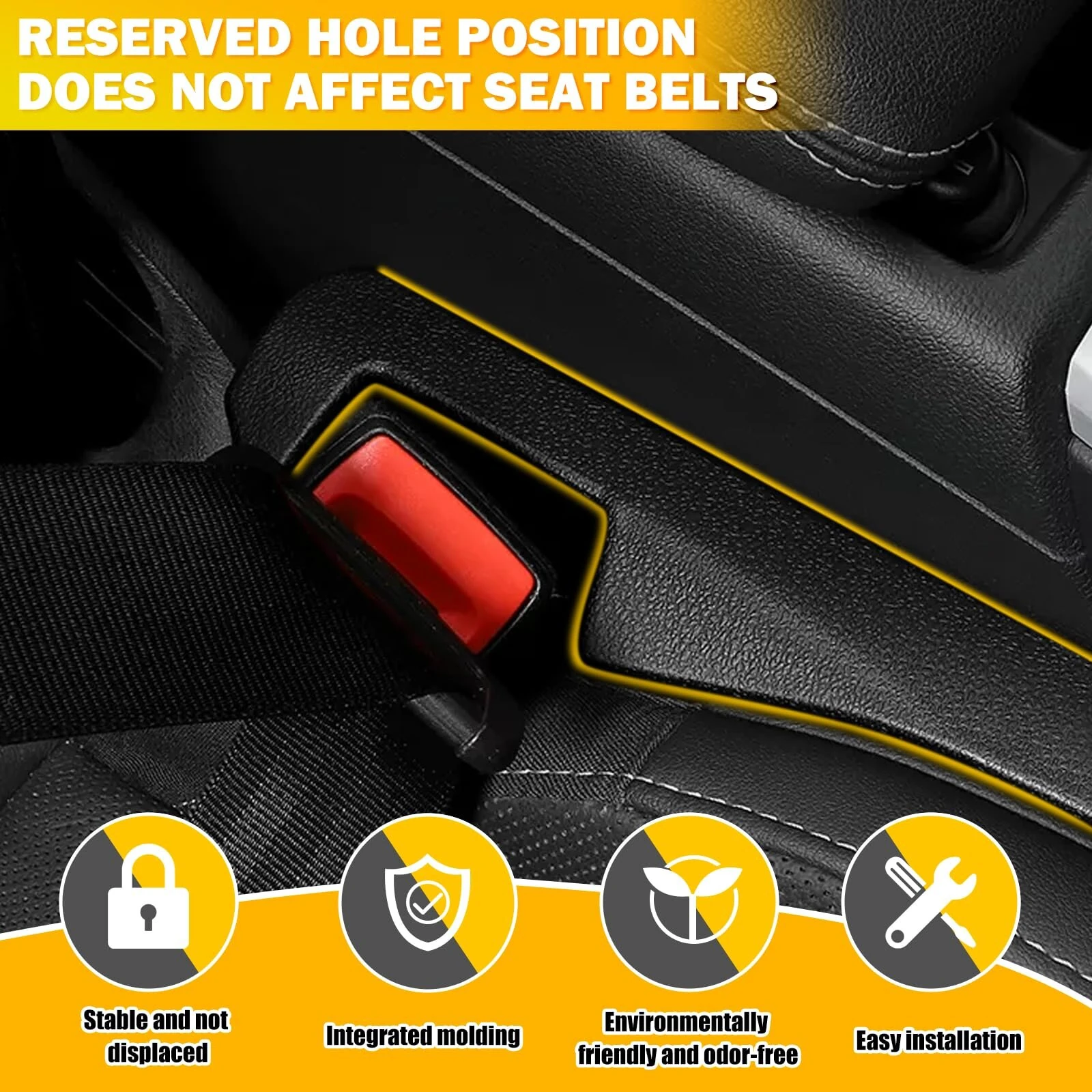 2PCS Car Seat Leak-proof Plug Strip Seat Storage Box Car Seat Gap Plug Car Seat Gap Filler with Seat Belt Holes Car Gap Strip Stop Cellphone Wallet Keys Coins From Dropping — view 6