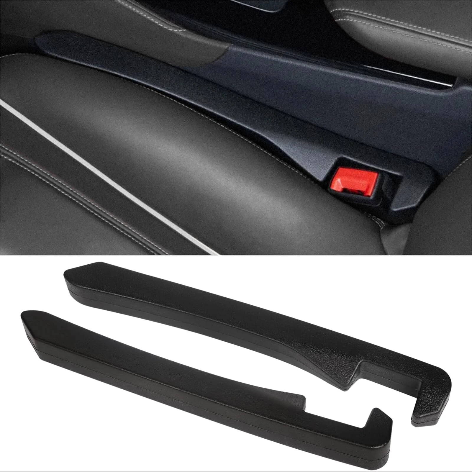 2PCS Car Seat Leak-proof Plug Strip Seat Storage Box Car Seat Gap Plug Car Seat Gap Filler with Seat Belt Holes Car Gap Strip Stop Cellphone Wallet Keys Coins From Dropping — view 7