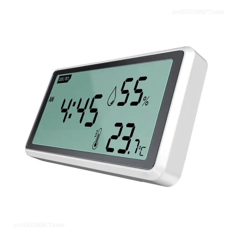 2Pcs Deli Electronic Thermometer Hygrometer Weather Station with High Precision 0.1℃ Temperature Humidity LCD Display Clock Function Long Battery Life- Ultimate Indoor Weather Monitoring Station — view 10
