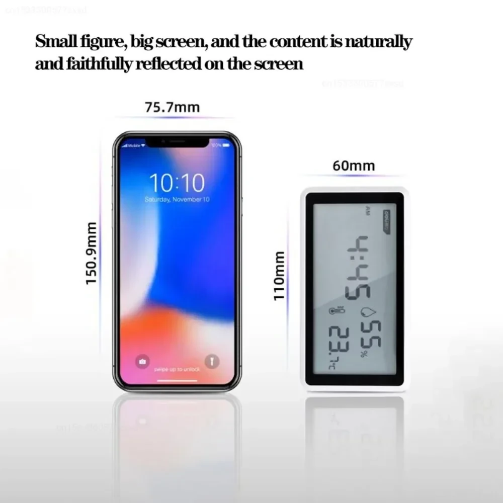 2Pcs Deli Electronic Thermometer Hygrometer Weather Station with High Precision 0.1℃ Temperature Humidity LCD Display Clock Function Long Battery Life- Ultimate Indoor Weather Monitoring Station — view 6