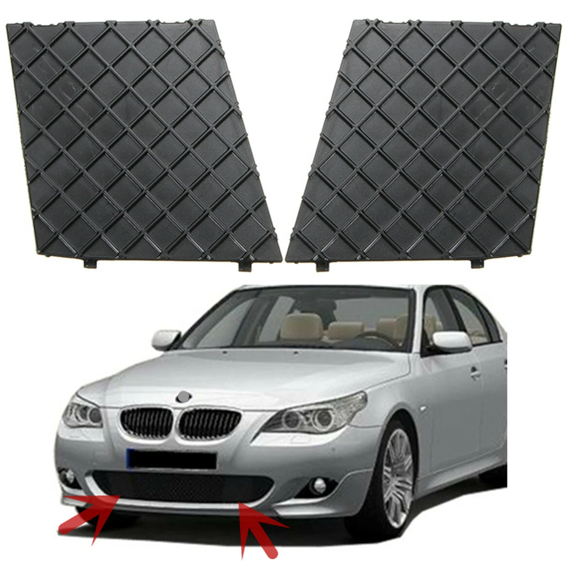 2pcs Front Bumper Lower Mesh Grill Trim Cover Left and Right For BMW E60 E61M — image 1