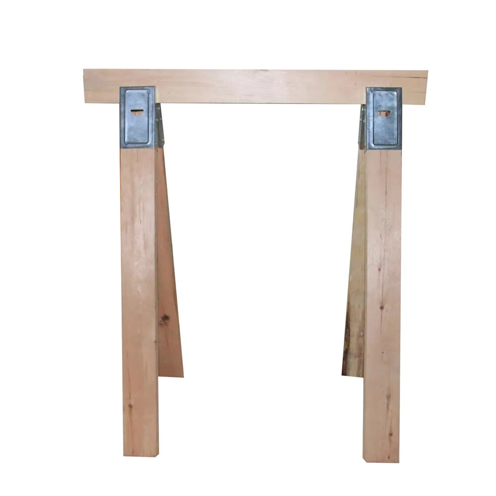 2pcs Heavy Duty Sawhorse Brackets for 2x4 Lumber Galvanized Steel DIY Saw Horse Kit for Custom Workbench Woodworking Tool — view 7