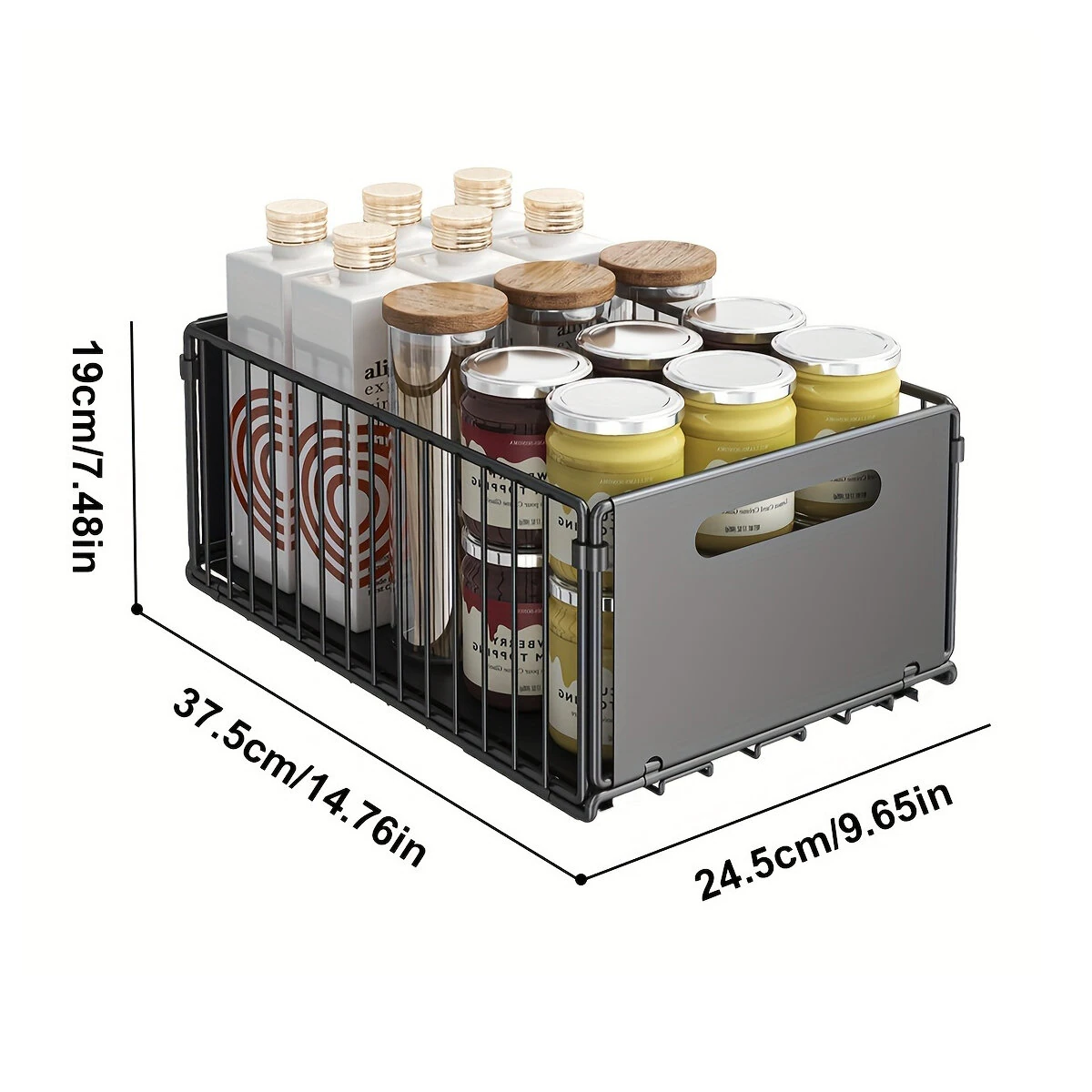 2PCS Kitchen Sink Rack Retractable Metal Basket Double Layer Seasoning Snack Bottle Pull Out Storage Rack Cabinet Layered Rack — view 4
