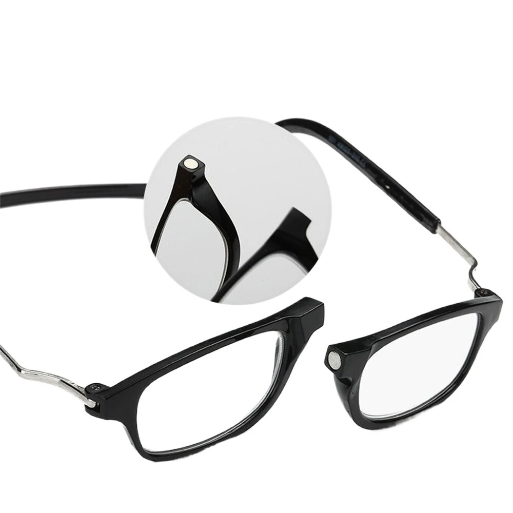 2pcs Magnetic Neck Mounted Lightweight Reading Glasses Adjustable Temples Anti-Fall Anti-drop Presbyopic Eyeglasses — view 2