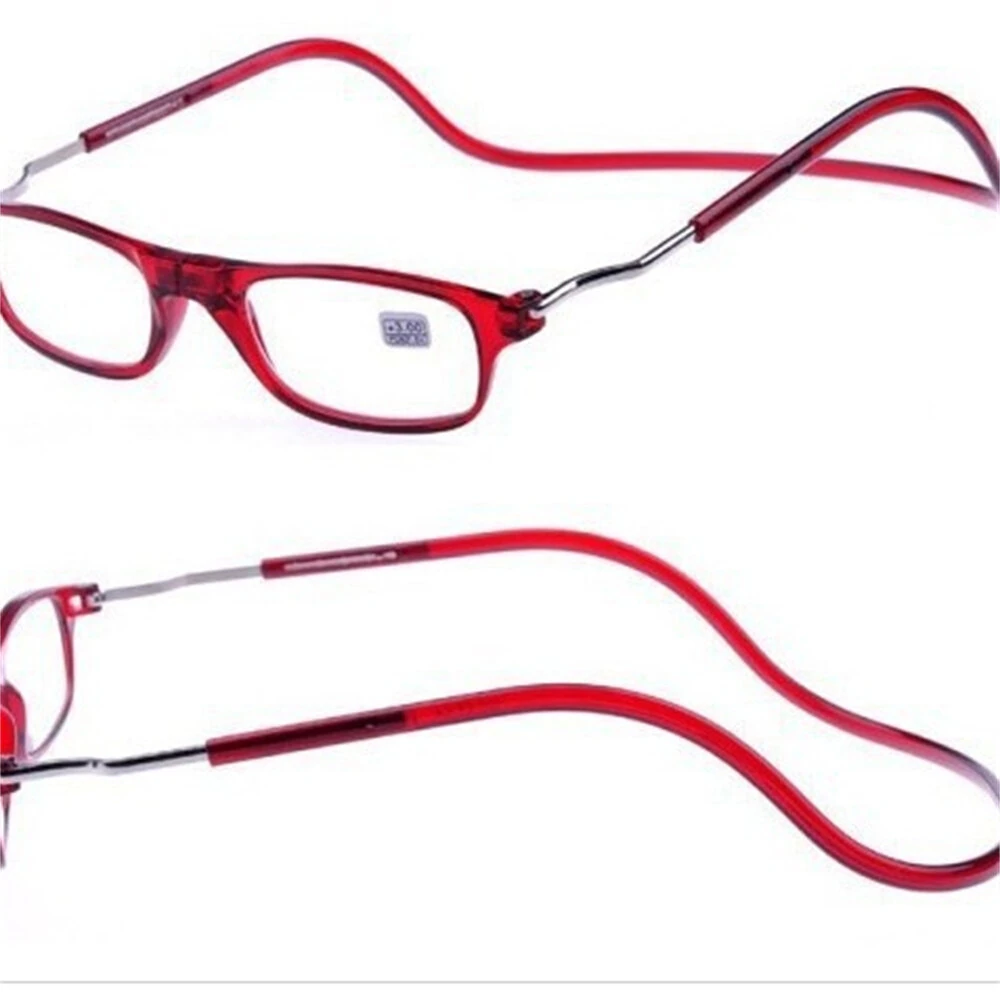 2pcs Magnetic Neck Mounted Lightweight Reading Glasses Adjustable Temples Anti-Fall Anti-drop Presbyopic Eyeglasses — view 6