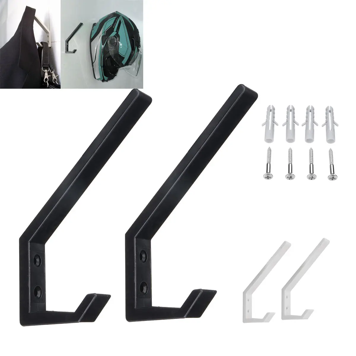 2Pcs Motorcycle Helmet Holder Hook Jacket Bags Wall Mount Cloth Display Rack Hanger — Pricio