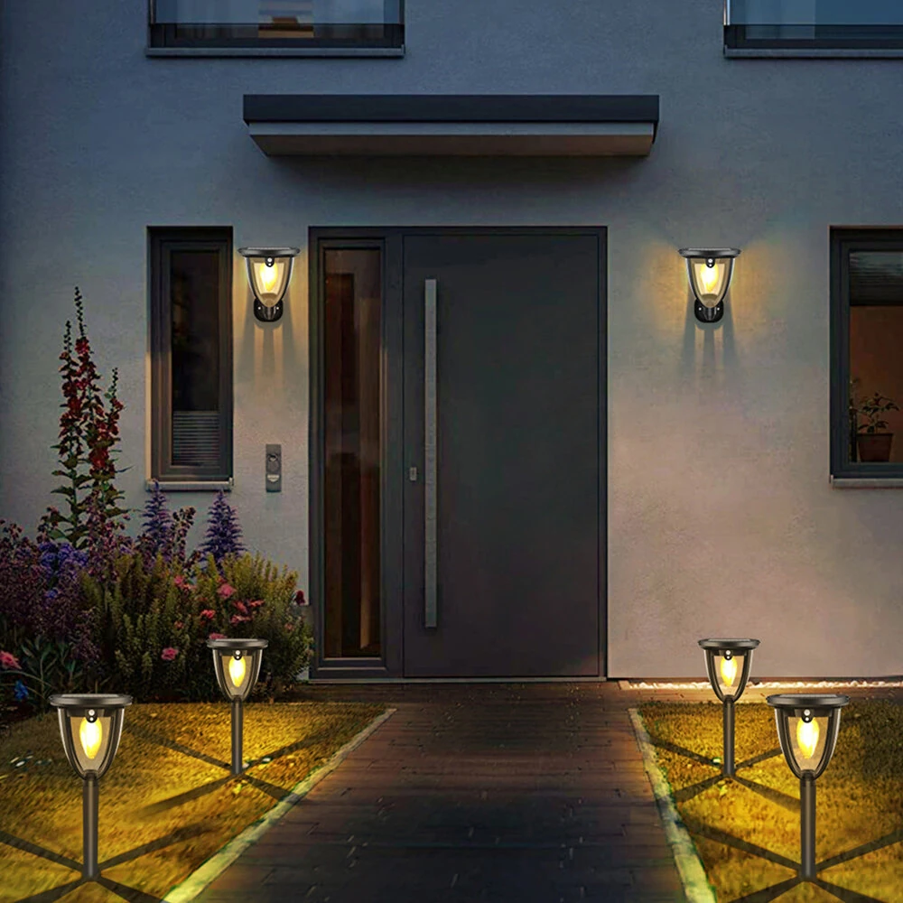 2pcs Solar Bulb Light Outdoor 3 Installation Ways Wall Hang Ground 3 Brightness Modes IP65 Waterproof Solar Lights for Garden Decor Light — view 4