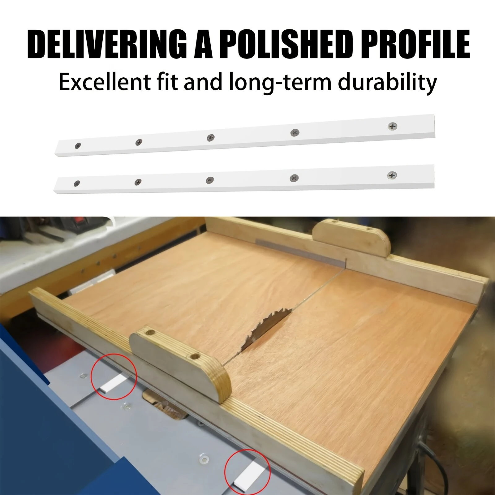 2PCS Table Saw Crosscut Sled Miter Bars with Pre-drilled Holes 3/4" x 3/8" x 17" Precise Woodworking Cuts Easy Installation — view 3