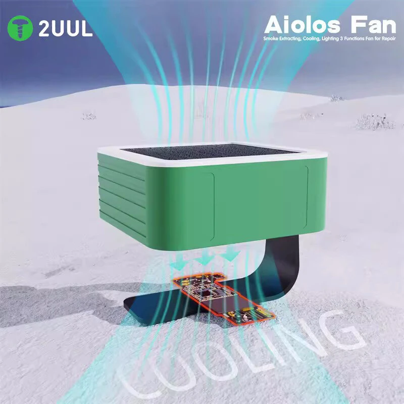 2UUL DA98 Aiolos Fan 3 In 1 Repair Fan 3.7V 1200mAh 6500r/min USB Charging Smoke Extracting Cooling Lighting Fan — view 3