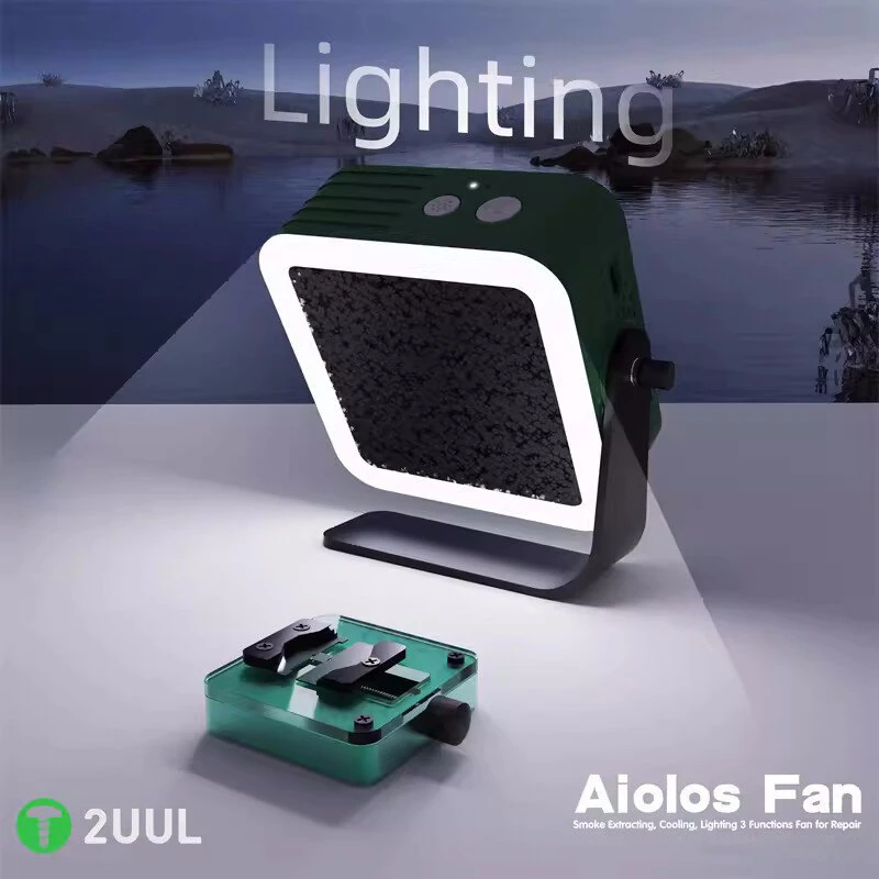2UUL DA98 Aiolos Fan 3 In 1 Repair Fan 3.7V 1200mAh 6500r/min USB Charging Smoke Extracting Cooling Lighting Fan — view 5