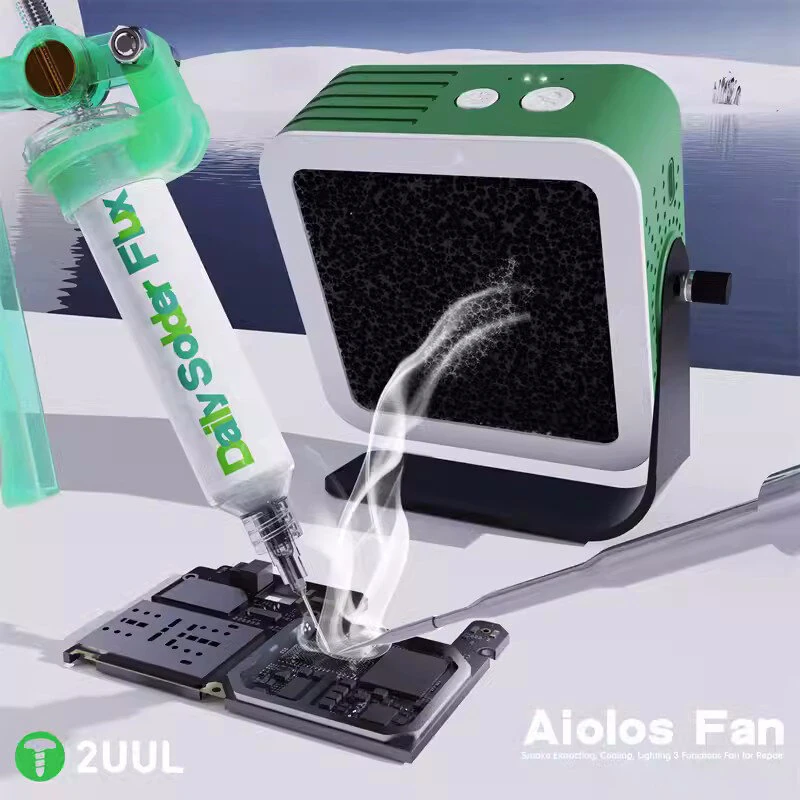 2UUL DA98 Aiolos Fan 3 In 1 Repair Fan 3.7V 1200mAh 6500r/min USB Charging Smoke Extracting Cooling Lighting Fan — view 6