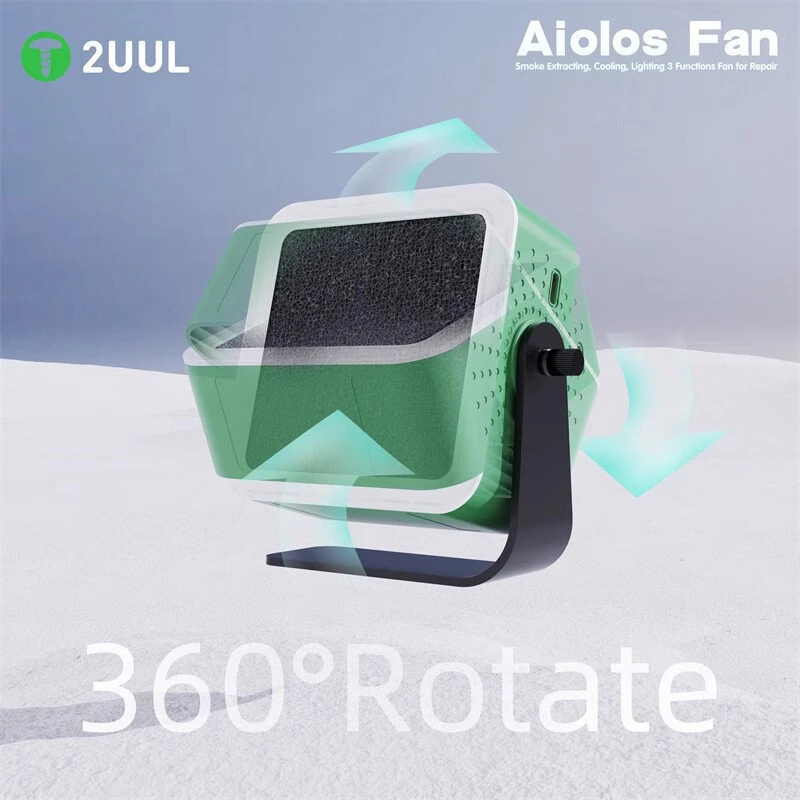 2UUL DA98 Aiolos Fan 3 In 1 Repair Fan 3.7V 1200mAh 6500r/min USB Charging Smoke Extracting Cooling Lighting Fan — view 7