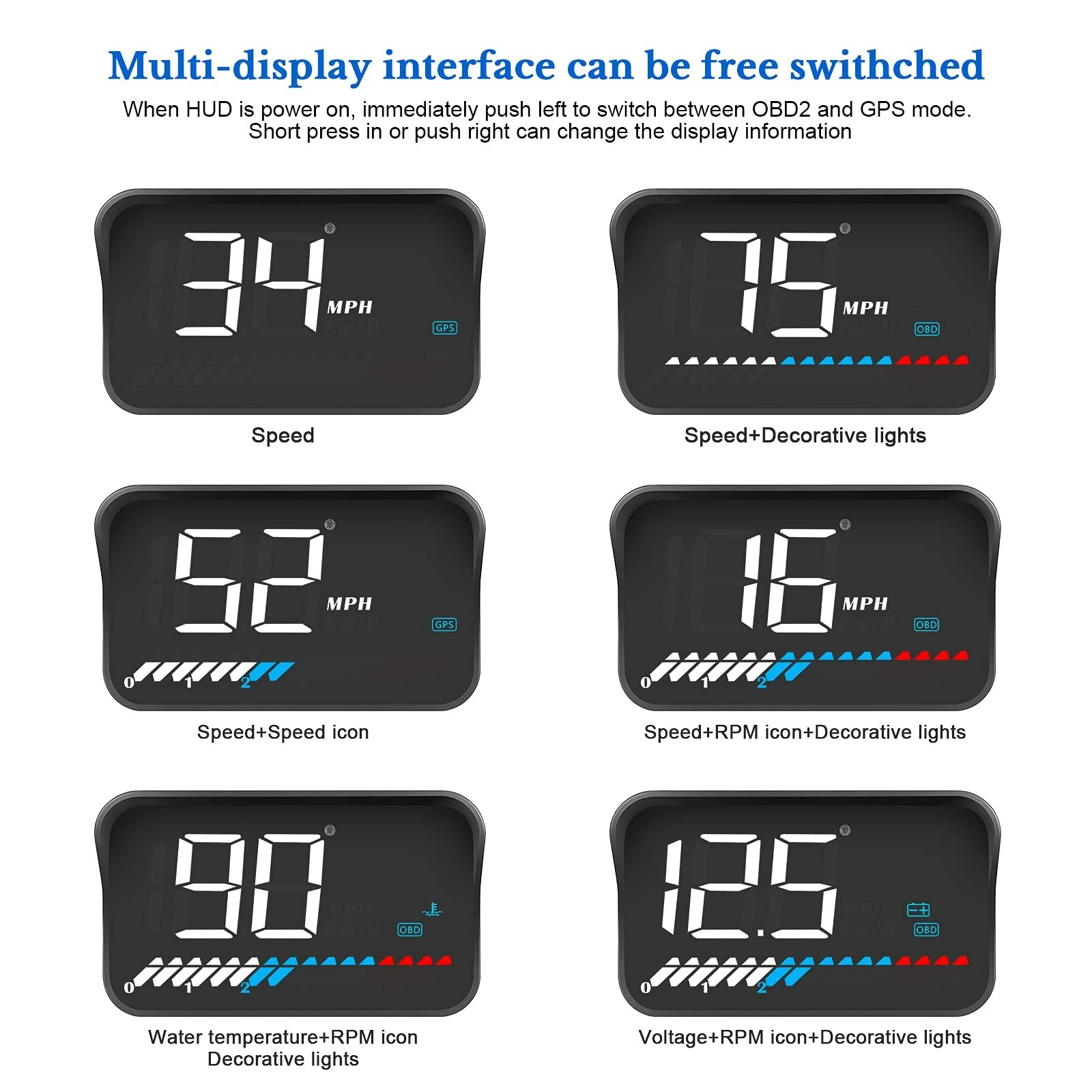3.5inch LED Screen Car HUD Head-Up Display Car OBD Universal Speedometer Water Temperature High-Definition Suspension Projector — view 4