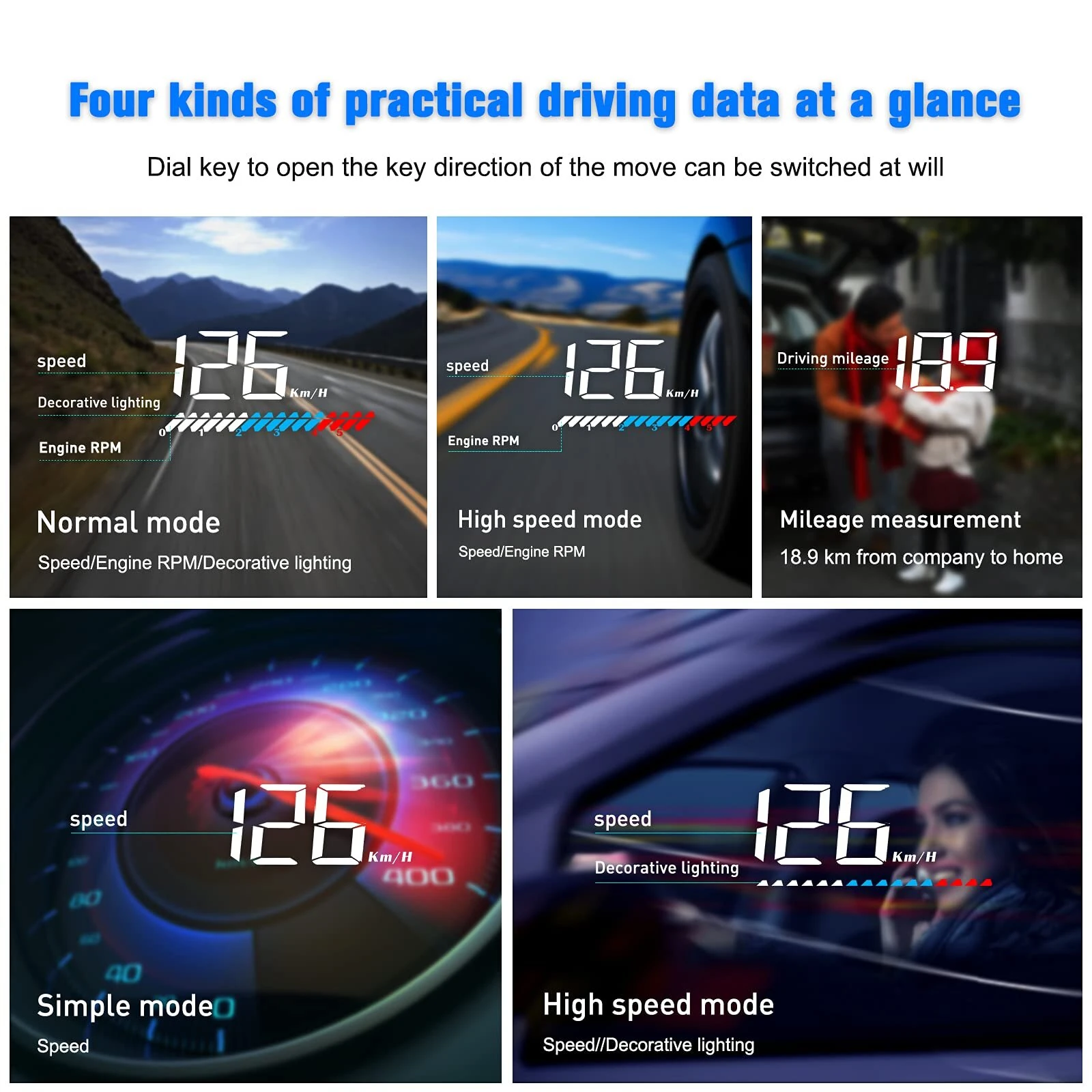 3.5inch LED Screen Car HUD Head-Up Display Car OBD Universal Speedometer Water Temperature High-Definition Suspension Projector — view 5