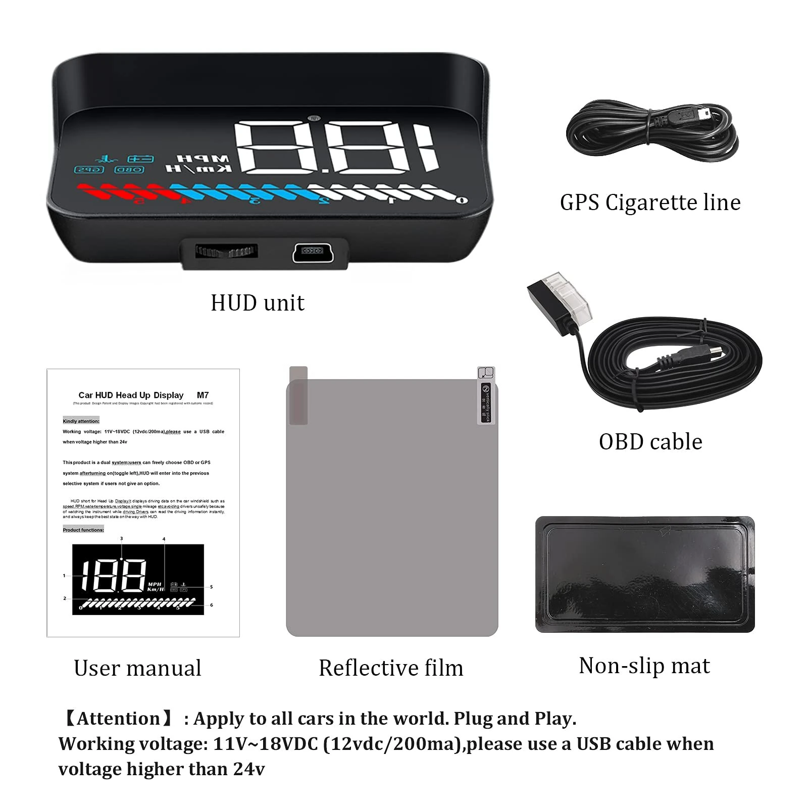 3.5inch LED Screen Car HUD Head-Up Display Car OBD Universal Speedometer Water Temperature High-Definition Suspension Projector — view 9