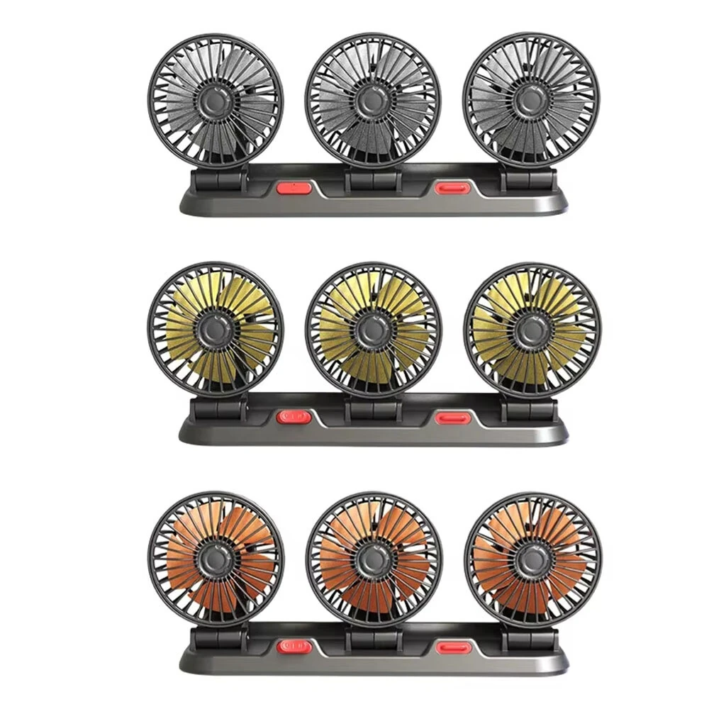 3 Head Car Fan 360° Adjustable Automotive Air Fan 5V USB Charging 12V 24V Low Noise Universal Auto Vehicle Fan — view 10