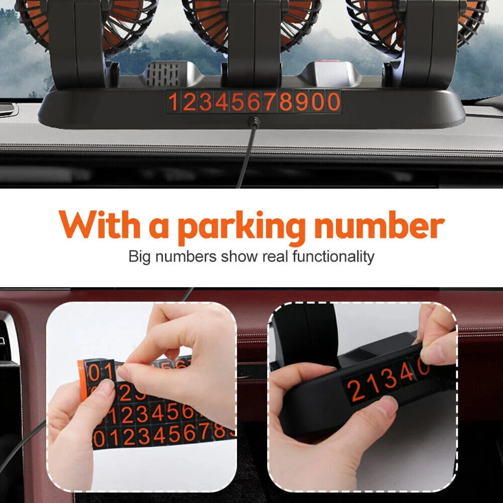 3 Head Car Fan 360° Adjustable Automotive Air Fan 5V USB Charging 12V 24V Low Noise Universal Auto Vehicle Fan — view 5