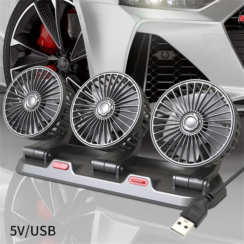 3 Head Car Fan 360° Adjustable Automotive Air Fan 5V USB Charging 12V 24V Low Noise Universal Auto Vehicle Fan — view 7