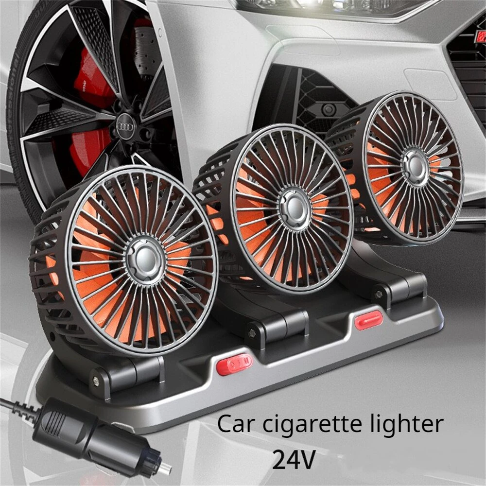 3 Head Car Fan 360° Adjustable Automotive Air Fan 5V USB Charging 12V 24V Low Noise Universal Auto Vehicle Fan — view 9