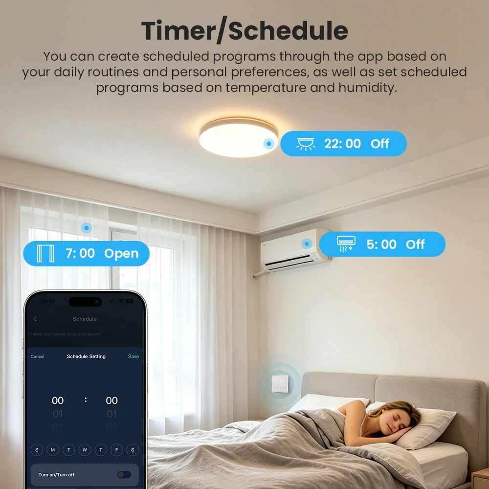 3 in 1 10A Tuya WiFi Smart Light Switch with Temperature Humidity Sensor LCD Display Scene Switch Timing Function APP & Voice Control with Alexa Google Home — view 6