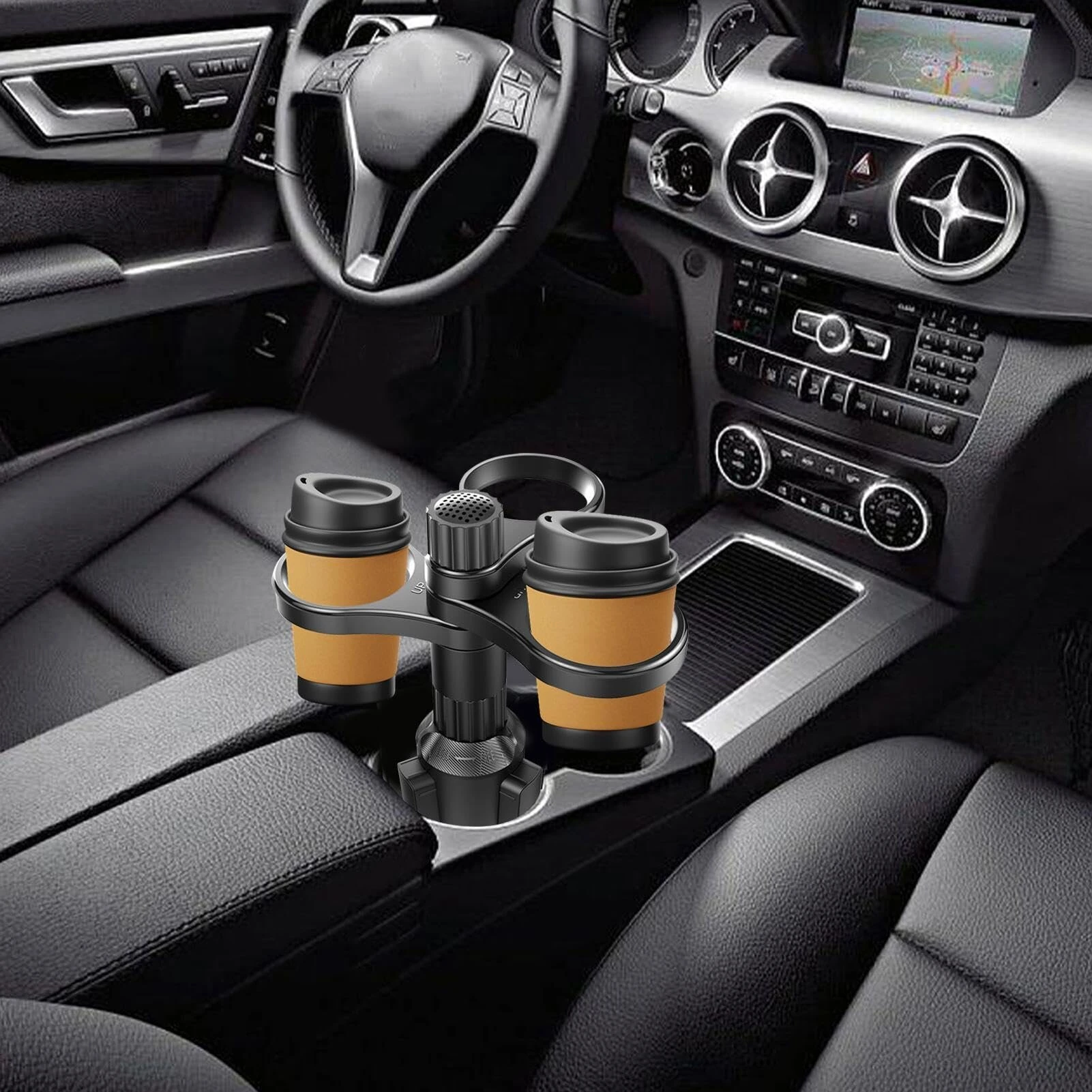3 in 1 Car Cup Holder Expander Multifunctional Car Central Control Cup Holder Beverage Holder 360 Degree Rotation for Auto Automotive Truck RV — view 7