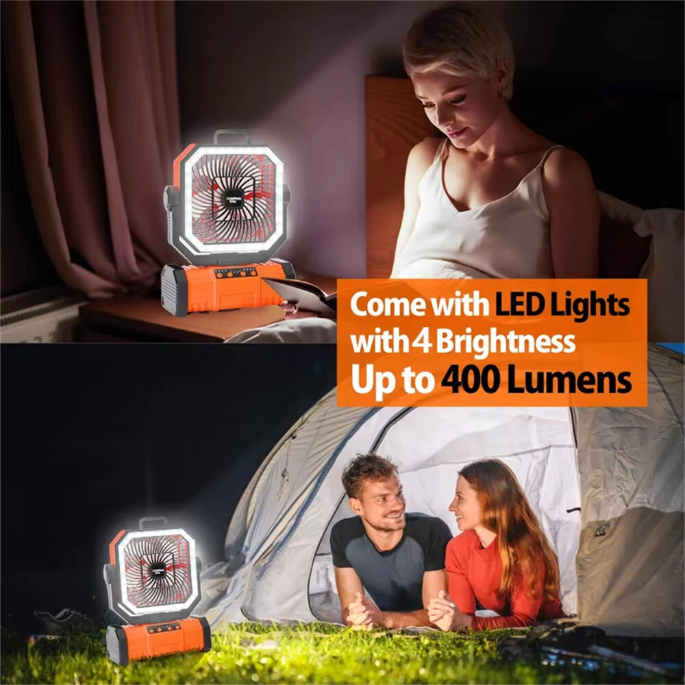 3-in-1 Car Fan Cooling Tool LED Lighting 20000mAh Power Bank Remote Control 4 Speed 270° Tilt Head 360° Rotatable Hook Universal Vehicle Cooling Fan — view 3