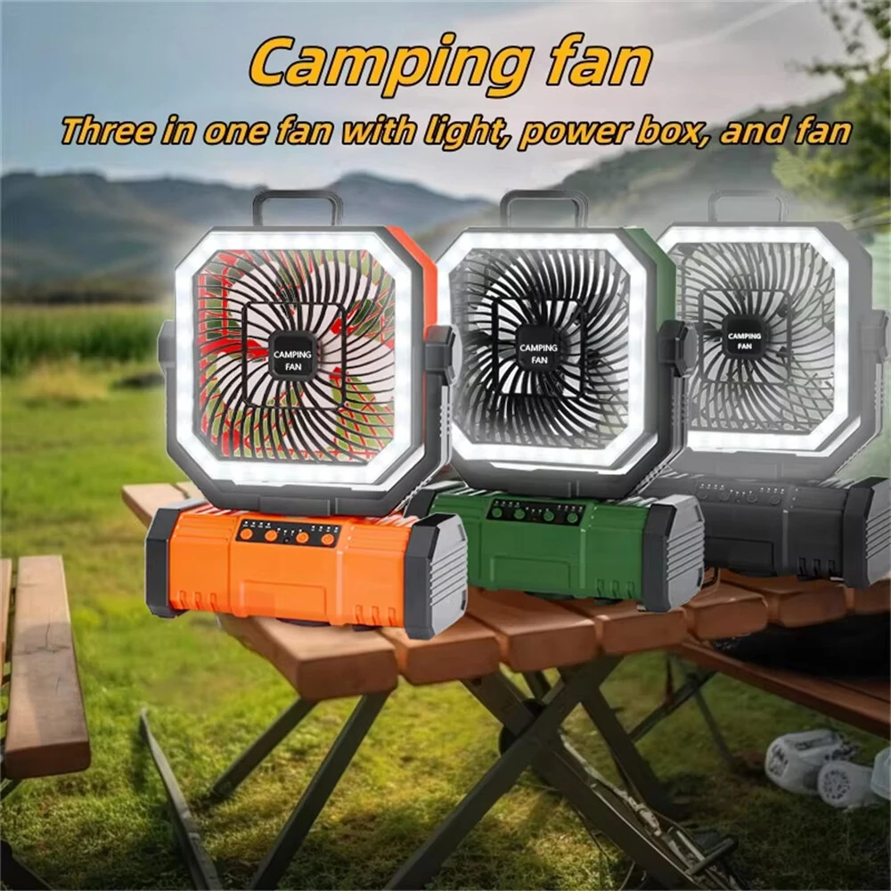 3-in-1 Car Fan Cooling Tool LED Lighting 20000mAh Power Bank Remote Control 4 Speed 270° Tilt Head 360° Rotatable Hook Universal Vehicle Cooling Fan — view 7
