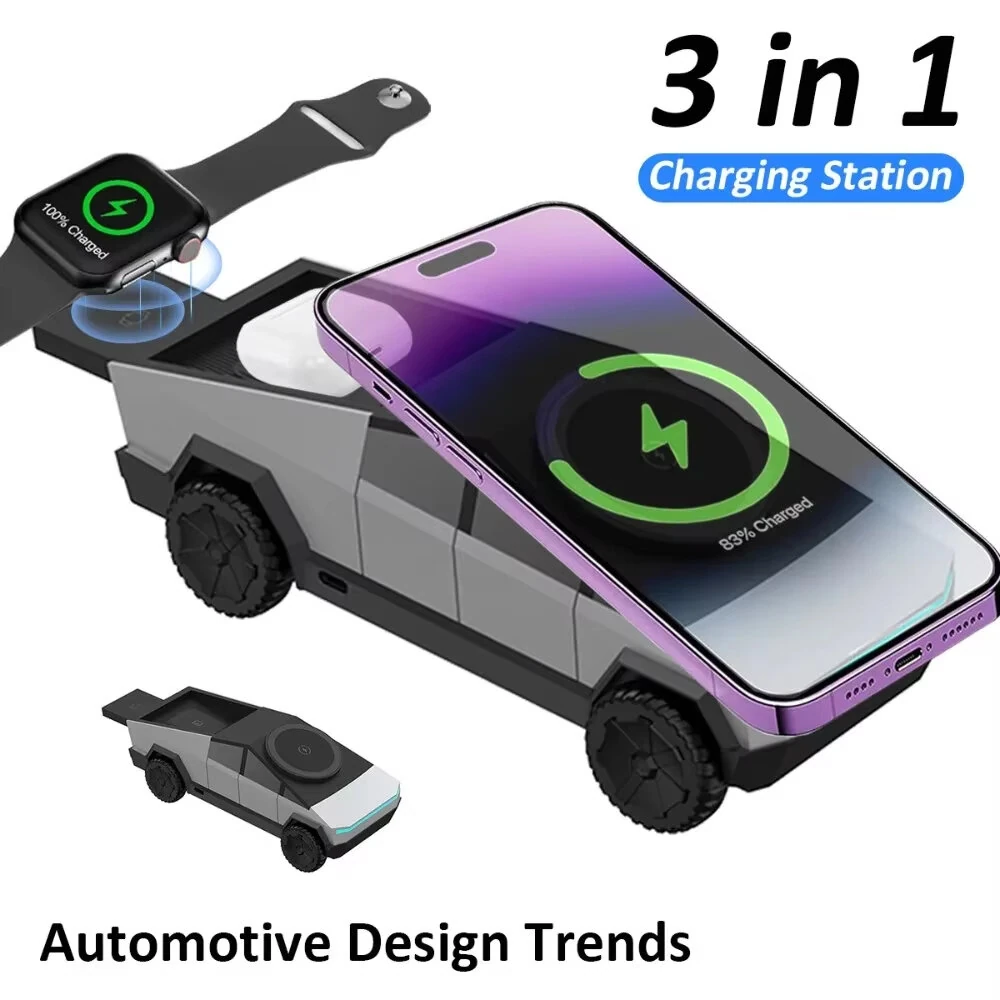 3 in 1 CyberDock Multi-Function Wireless Charger Fast Charging Station Magnetic Phone Stand For IPhone 16 15 Pro Max Apple Galaxy Watch Airpods Pro — view 2