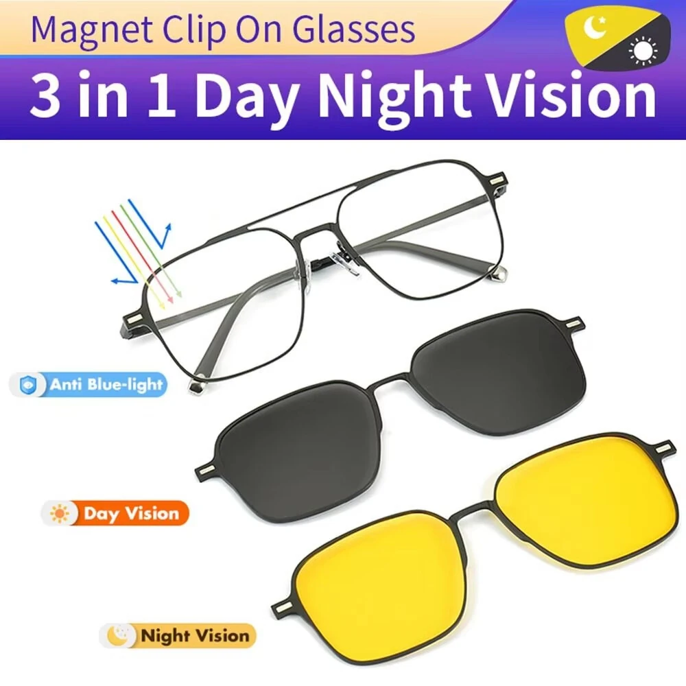 3 In 1 Magnetic Anti-blue Light Eyeglass with HD Polarized — view 2