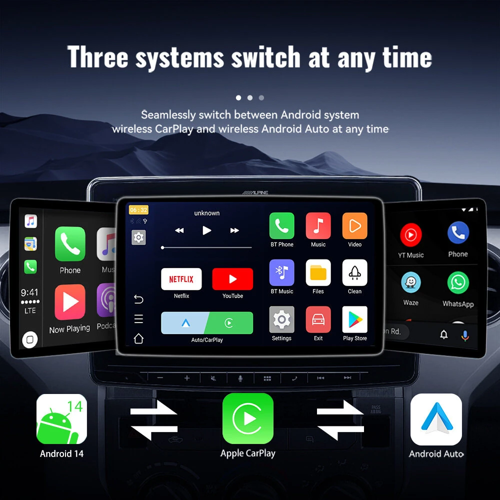 3-IN-1 Wireless Android14 Carplay Android Auto Adapter Upgrade Plug&Play For Youtube Netflix Dongle Wireless Car AI TV BOX — view 3