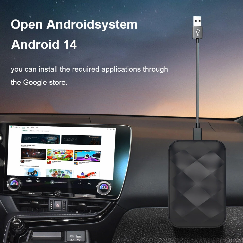 3-IN-1 Wireless Android14 Carplay Android Auto Adapter Upgrade Plug&Play For Youtube Netflix Dongle Wireless Car AI TV BOX — view 4