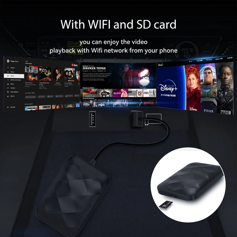 3-IN-1 Wireless Android14 Carplay Android Auto Adapter Upgrade Plug&Play For Youtube Netflix Dongle Wireless Car AI TV BOX — view 6