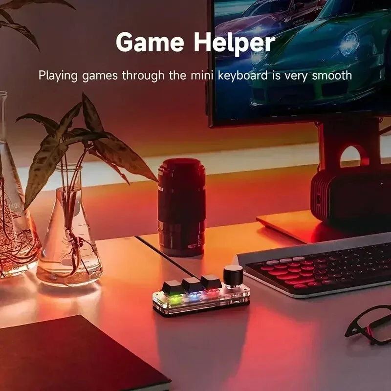3 Key RGB Mechanical Keyboard Type-C Customizable Programmable Shortcut Macropad Rotary Encoder Gaming Keypad Computer Laptop Tablet Mobile Compatible — view 5