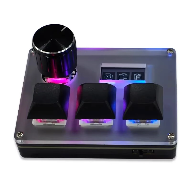 3 Key USB Wired Keyboard Programmable LCD Screen RGB Lighting Rotary Encoder for Designers Gamers Creators — image 1