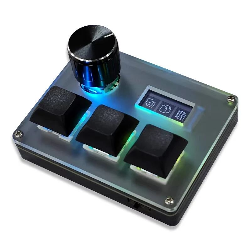 3 Key USB Wired Keyboard Programmable LCD Screen RGB Lighting Rotary Encoder for Designers Gamers Creators — view 5