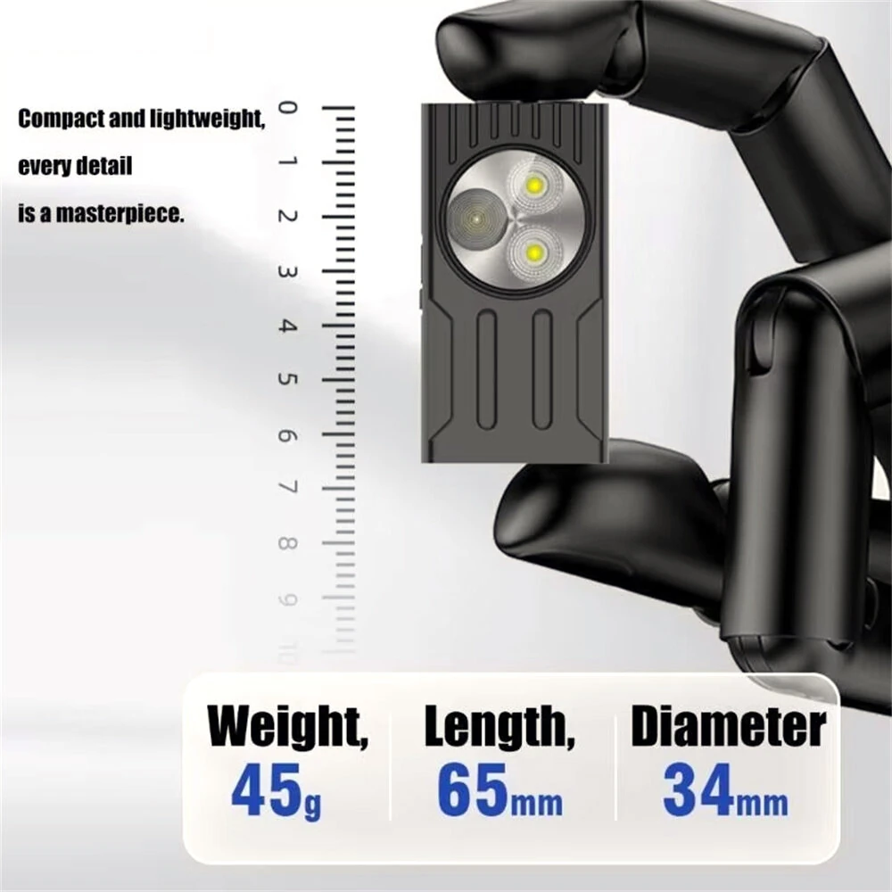 3*LED Powerful EDC Flashlight Portable Mini Clip-on Light USB Rechargeable Pocket-Sized With Clip Design Magnetic Multiple Lighting Modes For Outdoor Hiking — view 9