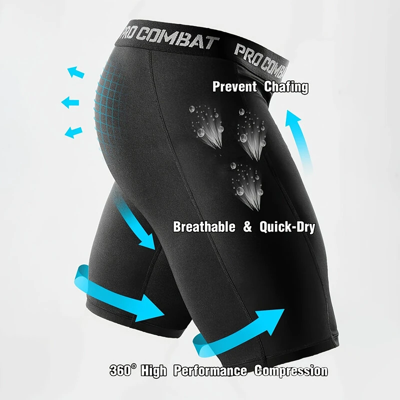 3 Pack Running Shorts Gym Workout Athletic Training Compression Underwear Cool Quick Dry Men's Underwear Long Leg Boxer Shorts — view 3