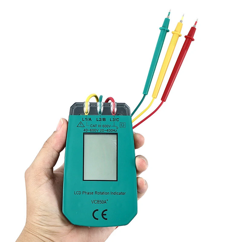 3 Phase Tester Digital Phase Indicator Detector LED Phase Sequences Meter Voltage Tester 40V~600V AC — view 2