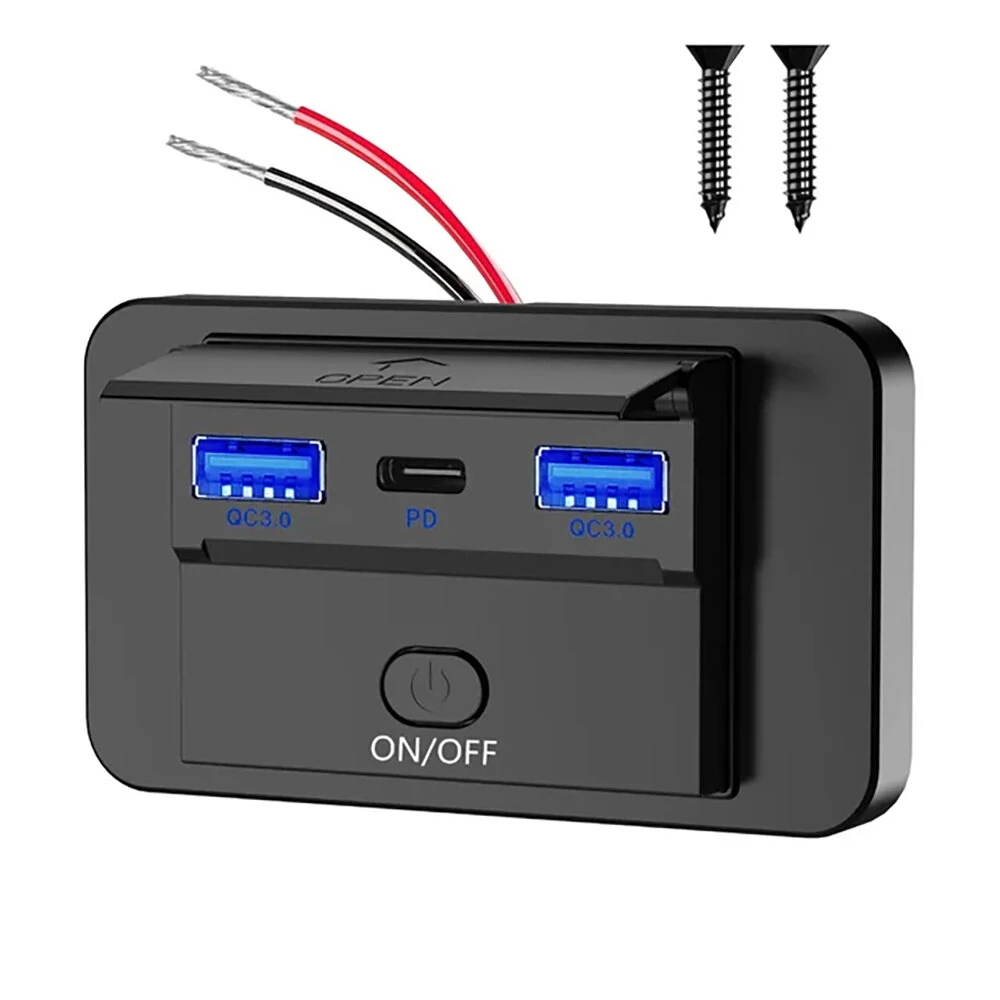 3 Port Car Charger Socket Multiple Device Charging 12V RV USB Outlet 72W Dual USB C 36W and Dual QC 3.0 18W Port for Car Bus RV Truck — view 8