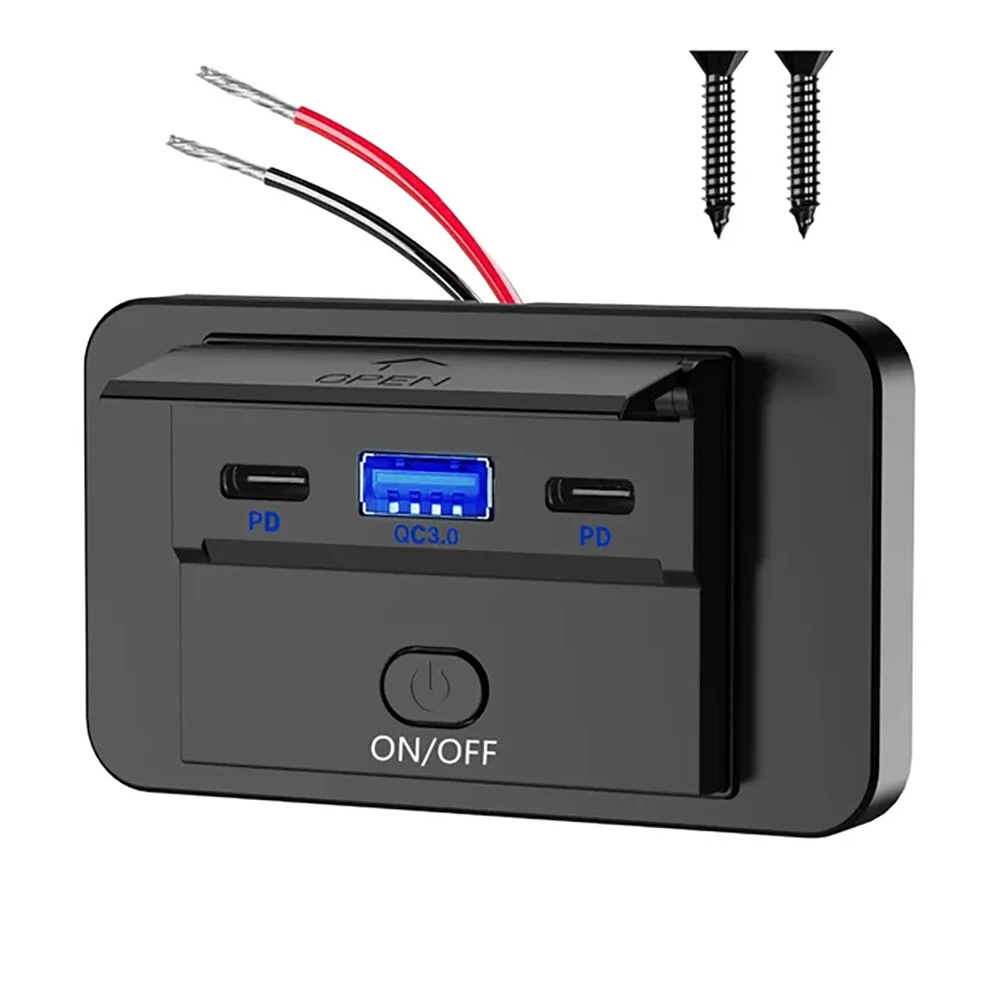 3 Port Car Charger Socket Multiple Device Charging 12V RV USB Outlet 72W Dual USB C 36W and Dual QC 3.0 18W Port for Car Bus RV Truck — view 9