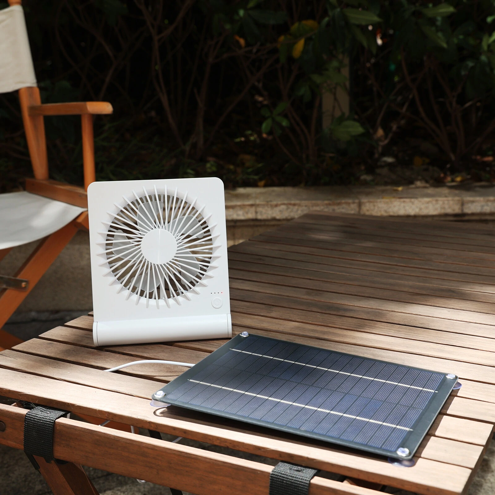 3 Speeds 5V 6W Portable Rechargeable Fan Battery Operated Fan Solar Panel Powered For Household Camping Travel Outdoor — view 4