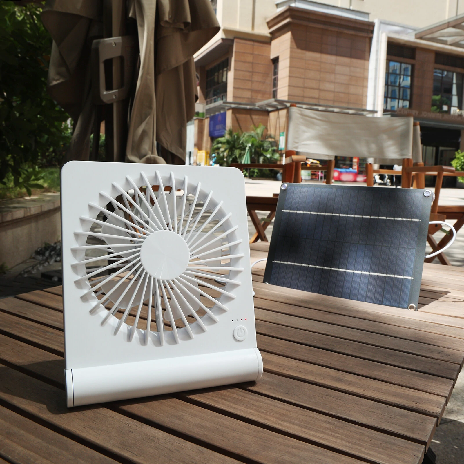3 Speeds 5V 6W Portable Rechargeable Fan Battery Operated Fan Solar Panel Powered For Household Camping Travel Outdoor — view 5