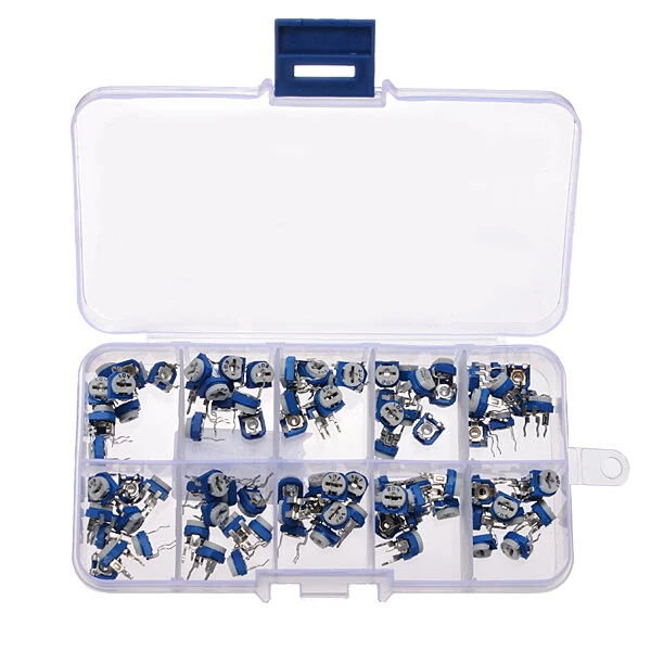 3 x 100pcs RM065 Horizontal Trimpot Potentiometer Assortment Kit With Storage Bo — image 1