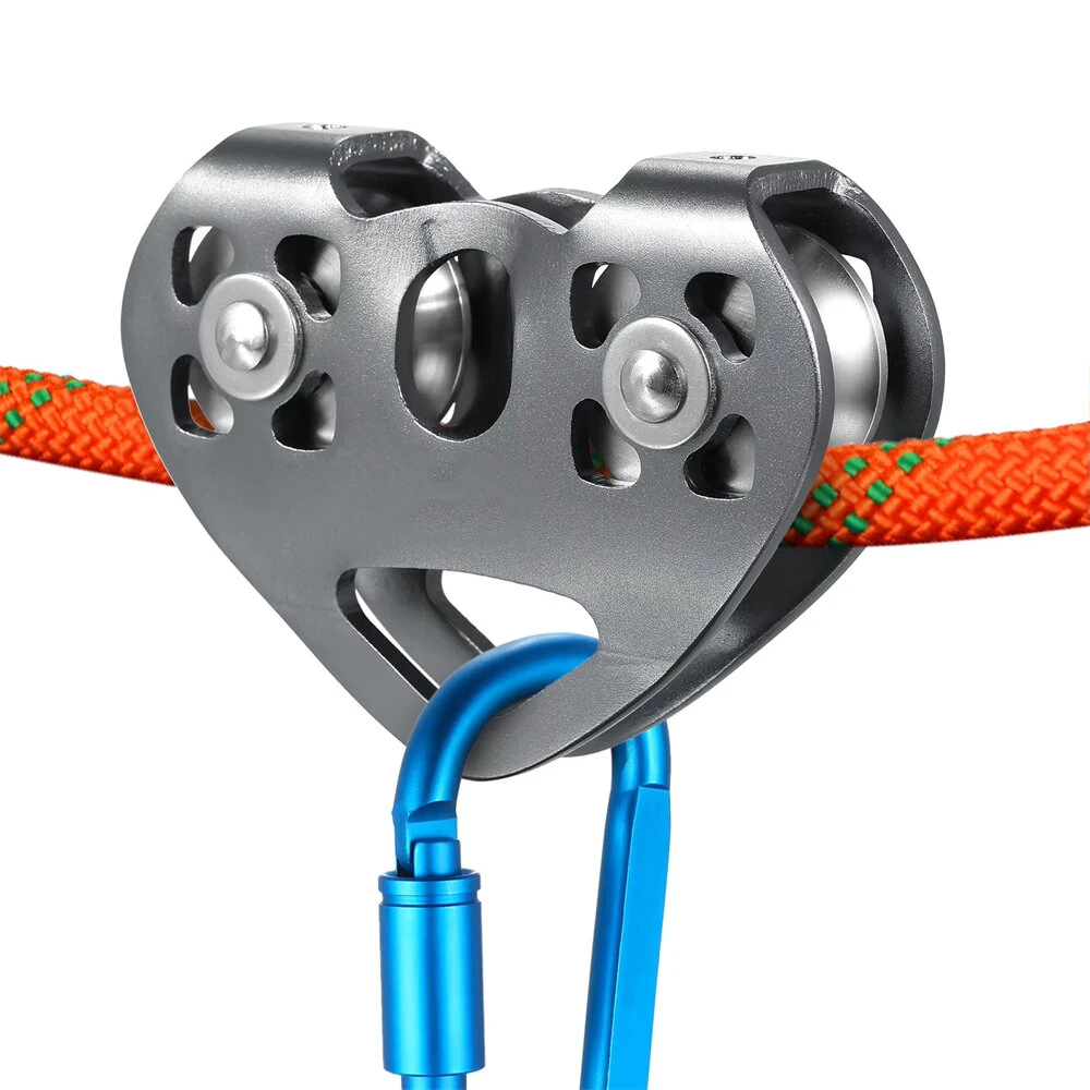 30 kN Zipline Trolley Dual Pulley for 13mm Rope 12mm Cable Aluminum Alloy Climbing Caving Rescue Aloft Work — view 6