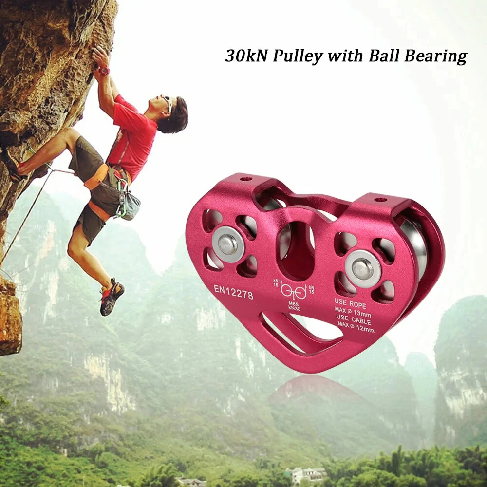30 kN Zipline Trolley Dual Pulley for 13mm Rope 12mm Cable Aluminum Alloy Climbing Caving Rescue Aloft Work — view 8