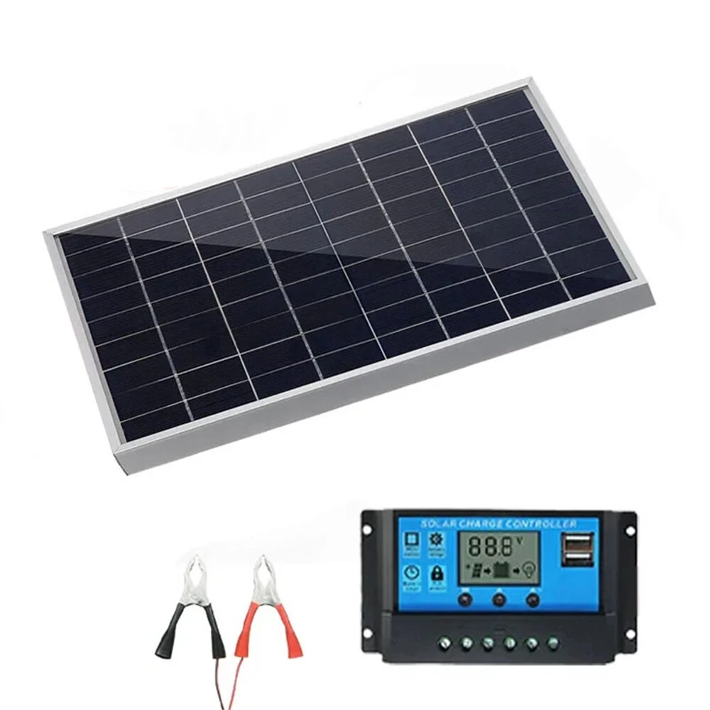300W 12V Solar Panel Kit Polycrystalline USB Power Portable Outdoor Rechargeable Solar Generator IP65 — image 1
