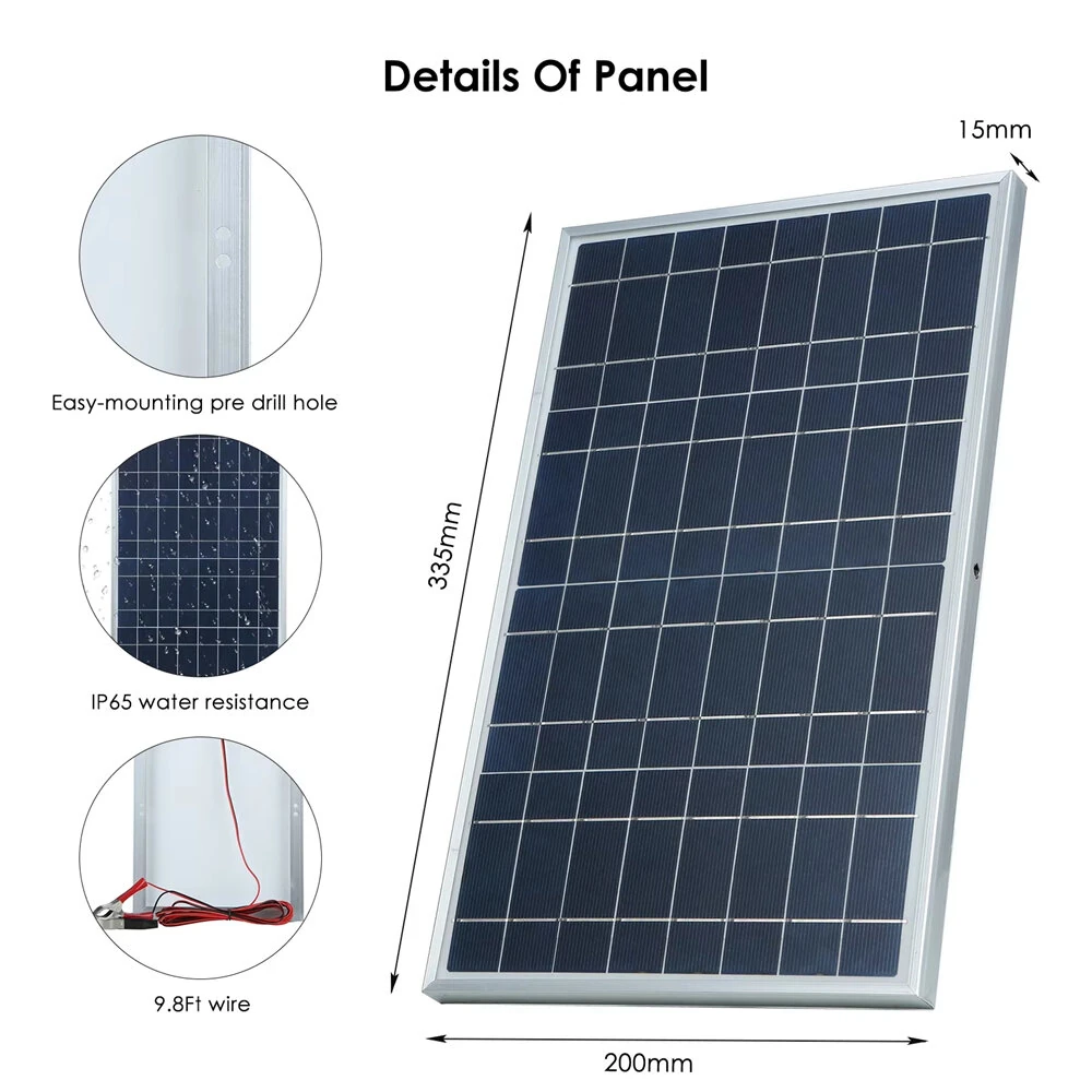 300W 12V Solar Panel Kit Polycrystalline USB Power Portable Outdoor Rechargeable Solar Generator IP65 — view 4